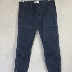 Nili Lotan Military French Cargo Cropped Pants Dark Carbon Sz 6